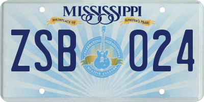 MS license plate ZSB024
