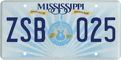 MS license plate ZSB025