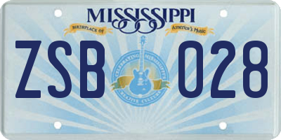 MS license plate ZSB028