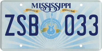 MS license plate ZSB033