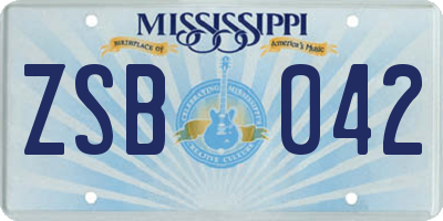 MS license plate ZSB042