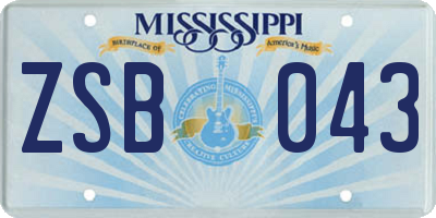 MS license plate ZSB043