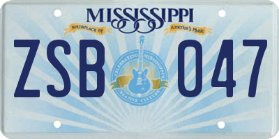 MS license plate ZSB047