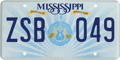 MS license plate ZSB049