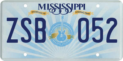 MS license plate ZSB052