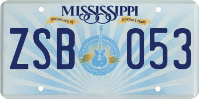 MS license plate ZSB053