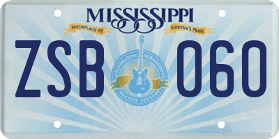 MS license plate ZSB060