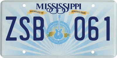 MS license plate ZSB061