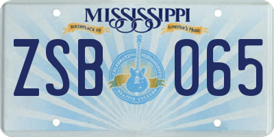 MS license plate ZSB065