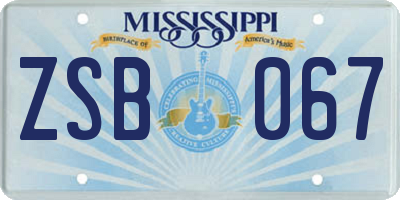 MS license plate ZSB067
