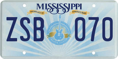 MS license plate ZSB070