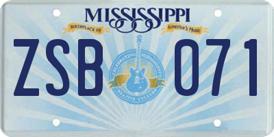 MS license plate ZSB071