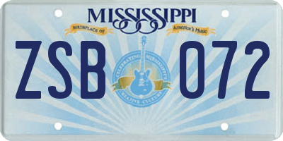 MS license plate ZSB072