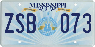 MS license plate ZSB073
