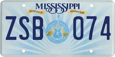 MS license plate ZSB074