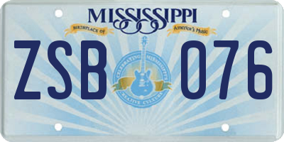 MS license plate ZSB076