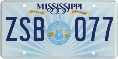 MS license plate ZSB077