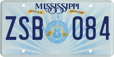 MS license plate ZSB084