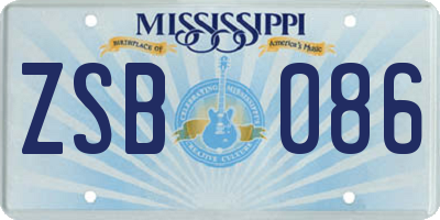MS license plate ZSB086
