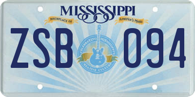 MS license plate ZSB094