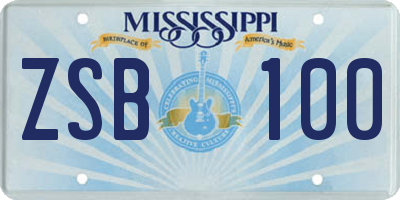MS license plate ZSB100