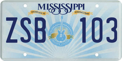 MS license plate ZSB103