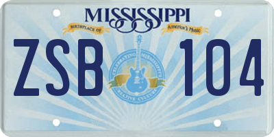 MS license plate ZSB104