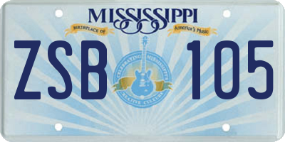 MS license plate ZSB105
