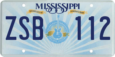 MS license plate ZSB112