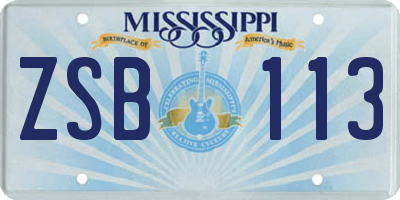 MS license plate ZSB113