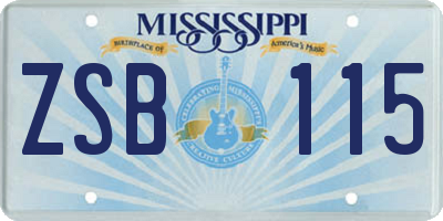 MS license plate ZSB115