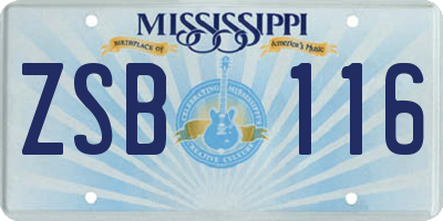 MS license plate ZSB116