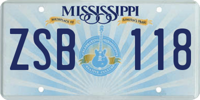MS license plate ZSB118
