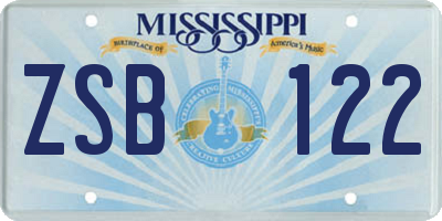 MS license plate ZSB122