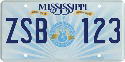 MS license plate ZSB123