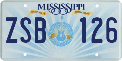 MS license plate ZSB126