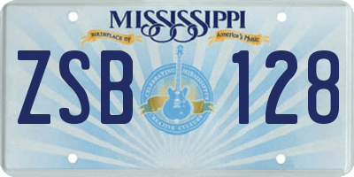 MS license plate ZSB128