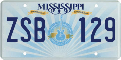 MS license plate ZSB129