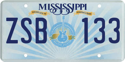 MS license plate ZSB133