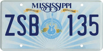 MS license plate ZSB135