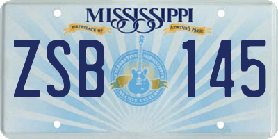 MS license plate ZSB145