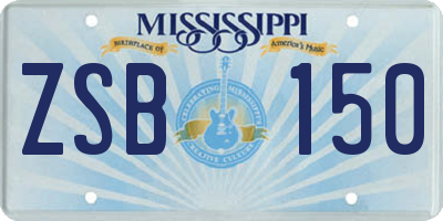 MS license plate ZSB150