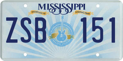 MS license plate ZSB151