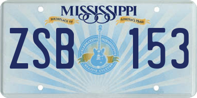 MS license plate ZSB153