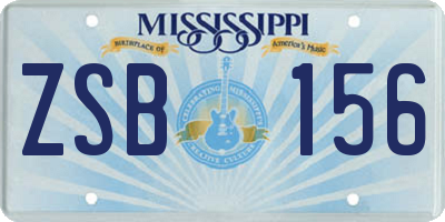 MS license plate ZSB156