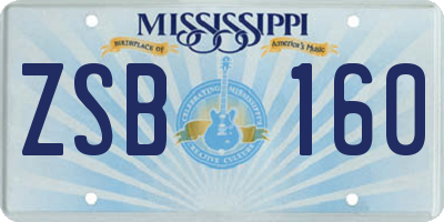 MS license plate ZSB160