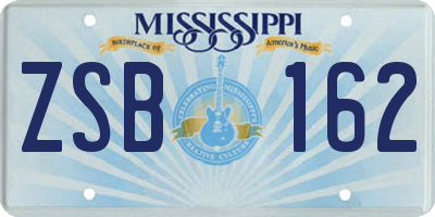 MS license plate ZSB162