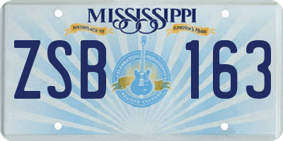 MS license plate ZSB163