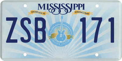 MS license plate ZSB171
