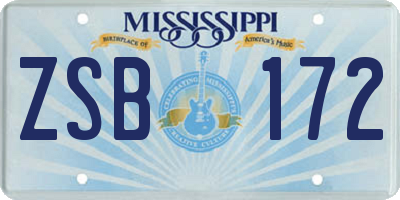 MS license plate ZSB172